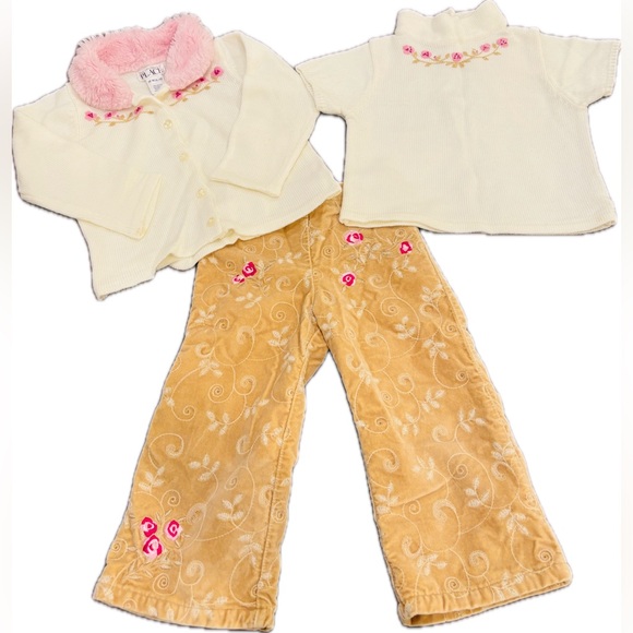 The Children's Place Other - The Children’s Place Toddler Girls' Ivory and Tan Outfit Set with Pink Accents